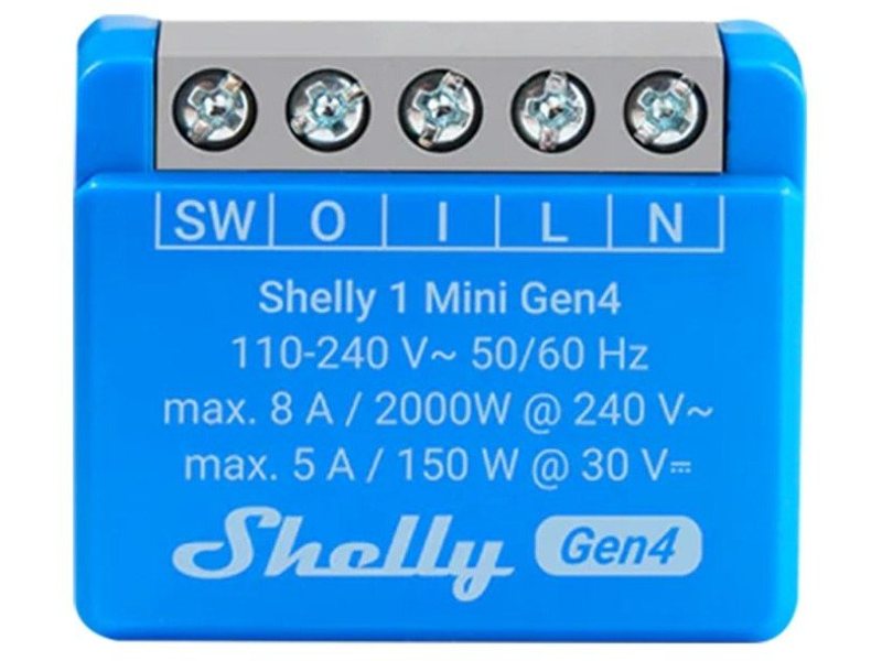 Shelly Relais "1 Mini Gen4" WLAN BT max. 8A 1 Kanal WLAN Matter Zigbee Bluetooth podtynkowy, Shelly